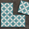 baldosas hidráulicas geométricas simples turquesa floral
