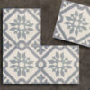 mosaico hidraulico vintage floral gris