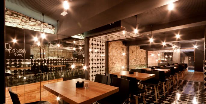 Encaustic tiles in businesses, bars and restaurants