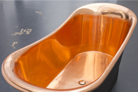 Mackenzie copper bathtub poished interior