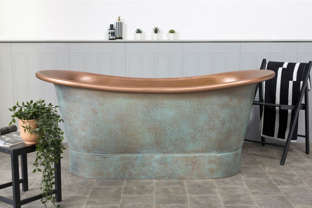 aged copper bathtub