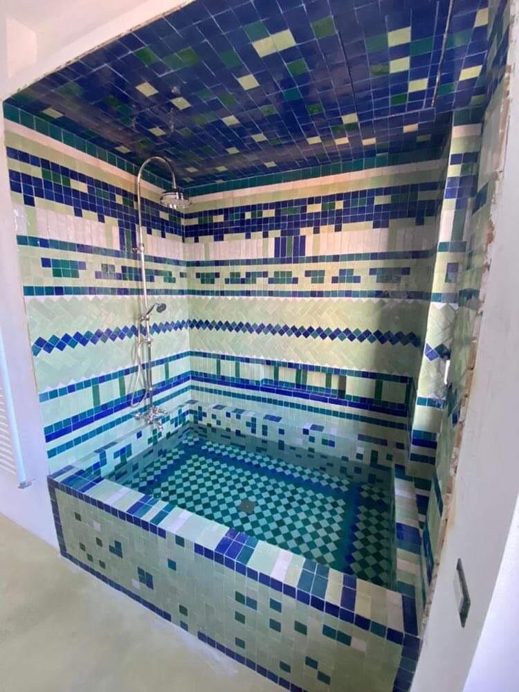 zellige and bejmat mosaic bathroom
