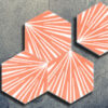 suelo hidráulico hexagonal naranja divertido lineas