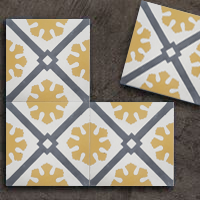 azulejo de cimento amarelo floral