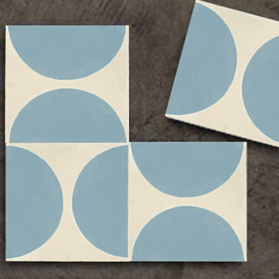 baldosas hidráulicas simples semicírculos azul combinaciones