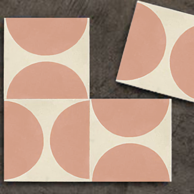 simple hydraulic tiles semicircles terracotta combinations