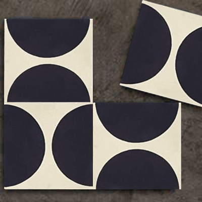 hydraulic tiles simple semicircles black combinations