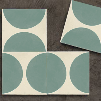 hydraulic tiles simple semicircles green combinations